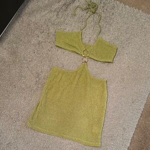 Yellow Sleeveless Crop Tank Top Swim Coverup